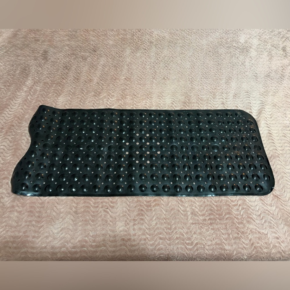 Extra Long Bath Mat Black Textured Suction Cup 100% PVC